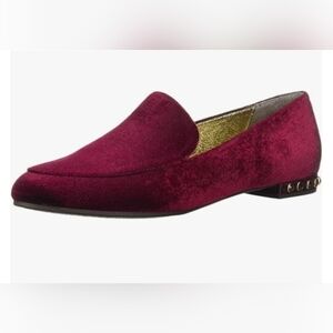Size 6.5 Adrianna Papell Rich Velvet Loafers in Deep Red